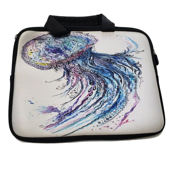 Jellyfish Soft Side Zippered Tablet Pouch Cover with Handle; Approx. 9 x 11 - Picture 2 of 7
